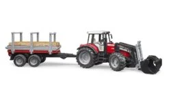 Bruder 02046 Tractor MF Tractor 7480 Met Voorlader En Houttransporter -Overdekte Speelgoeds Winkel bruder 02046 massey ferguson 7480 met voorlader en trailer 4