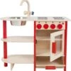 Houten Speelkeuken V.Dijktoys Rood 2 Houten Speelkeuken V.Dijktoys Rood -Overdekte Speelgoeds Winkel combikeuken vandiujktoys