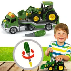 Dieplader + Tractor John Deere Met Voorlader – Constructiespeelgoed – Theo Klein 3908 -Overdekte Speelgoeds Winkel dieplader met tractor john deere theo klein 3908 1 1
