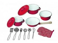 Pannenset Emaille Rood 13-delig