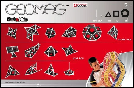 Geomag Panels Black & White 68 Delig Magnetisch Speelgoed 5 Geomag Panels Black & White 68 Delig Magnetisch Speelgoed - Afbeelding 3
