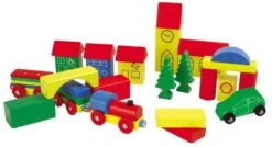 Blokkenset HEROS Combi-speelbox 32-delig -Overdekte Speelgoeds Winkel houten blokken combi in ton heros 27181 1 1