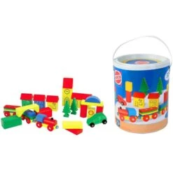 Blokkenset HEROS Combi-speelbox 32-delig -Overdekte Speelgoeds Winkel houten blokken combi in ton heros 27181 2