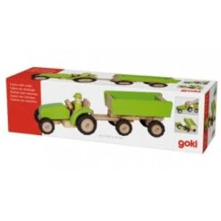 Houten Tractor Met Aanhanger Groen -Overdekte Speelgoeds Winkel houten tractor met aanhanger pintoy 55941 2