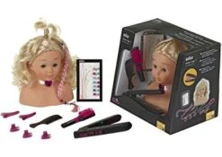 Kapkop Met Braun Satin Hair 7 Stijltang -Overdekte Speelgoeds Winkel kapkop stijltang theo klein 5245