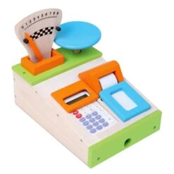 Kassa Met Weegschaal 2-in-1 Santoys -Overdekte Speelgoeds Winkel kassa met weegschaal santoys f6044 1