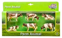 Set Van 6 Rood-bonte Koeien Kidsglobe 5 Set Van 6 Rood-bonte Koeien Kidsglobe -Overdekte Speelgoeds Winkel kidsglobe 570010 koeien rood bont 1