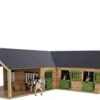 Kidsglobe Paardenstal Met 4 Boxen En Berging Bruin/groen -Overdekte Speelgoeds Winkel kidsglobe hoek paardenstal 4 paardenboxen bruingroen met berging