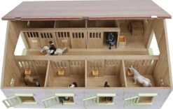 KidsGlobe Paardenstal Met 7 Boxen Pink-White -Overdekte Speelgoeds Winkel kidsglobe paardenstal 7 paardenboxen wit roze 610189