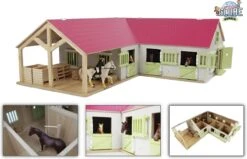 Kidsglobe Paardenstal Met 4 Boxen En Berging Rose/Wit -Overdekte Speelgoeds Winkel kidsglobe paardenstal hoekmodel 8713219362167 wit roze 2